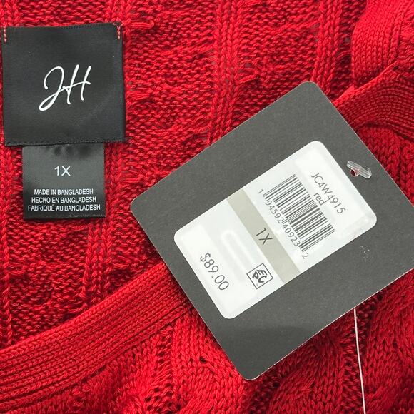 NWT Jessica Howard Red Cable Knit Sweater Dress Womens Plus Size 1X 3/4 Sleeves - Picture 7 of 9